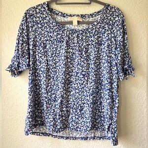 Michael By Michael Kors Grey and Black Floral Blouse Size Medium